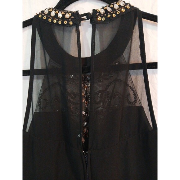 B. Darlin Junior/Womens Black And Gold High Neck Beaded Skater Dress Size 1/2 - Picture 14 of 16
